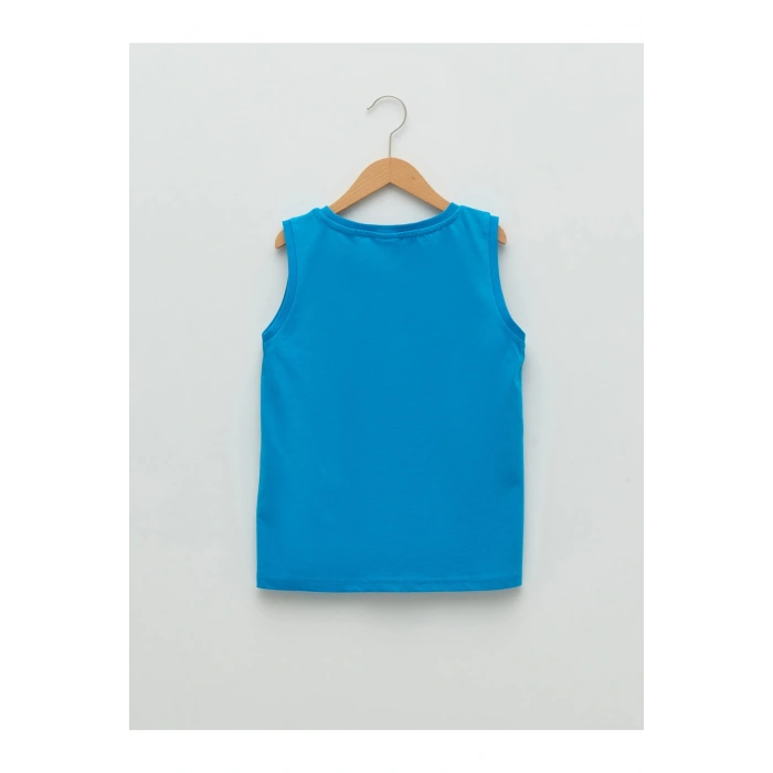 Bisiklet Yaka Baskılı Pamuklu Erkek Çocuk Atlet