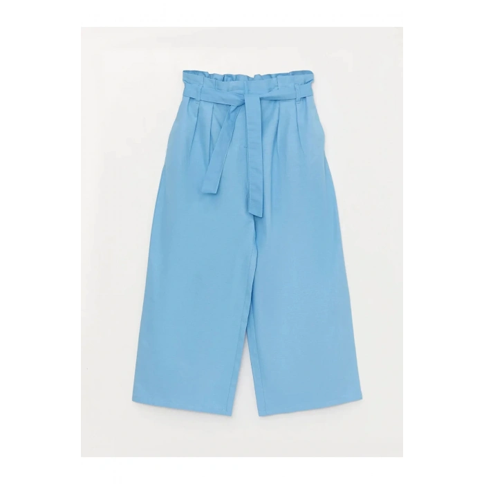 Beli Lastikli Basic Geniş Paça Kız Çocuk Capri