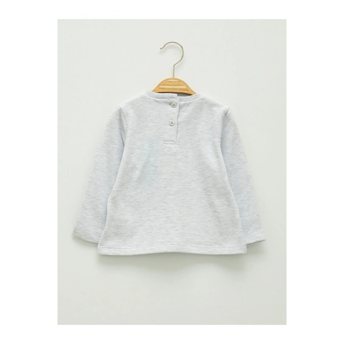 Bisiklet Yaka Uzun Kol Baskılı Kız Bebek Tişört