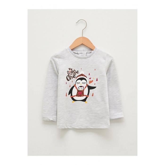 Bisiklet Yaka Uzun Kol Baskılı Kız Bebek Sweathirt