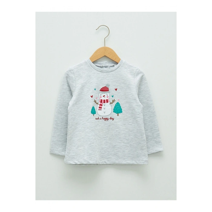 Bisiklet Yaka Uzun Kol Baskılı Kız Bebek Sweathirt