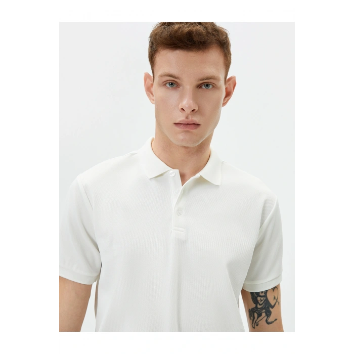 Yakalı Tişört Slim Fit Düğmeli Kısa Kollu