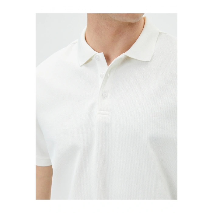 Yakalı Tişört Slim Fit Düğmeli Kısa Kollu