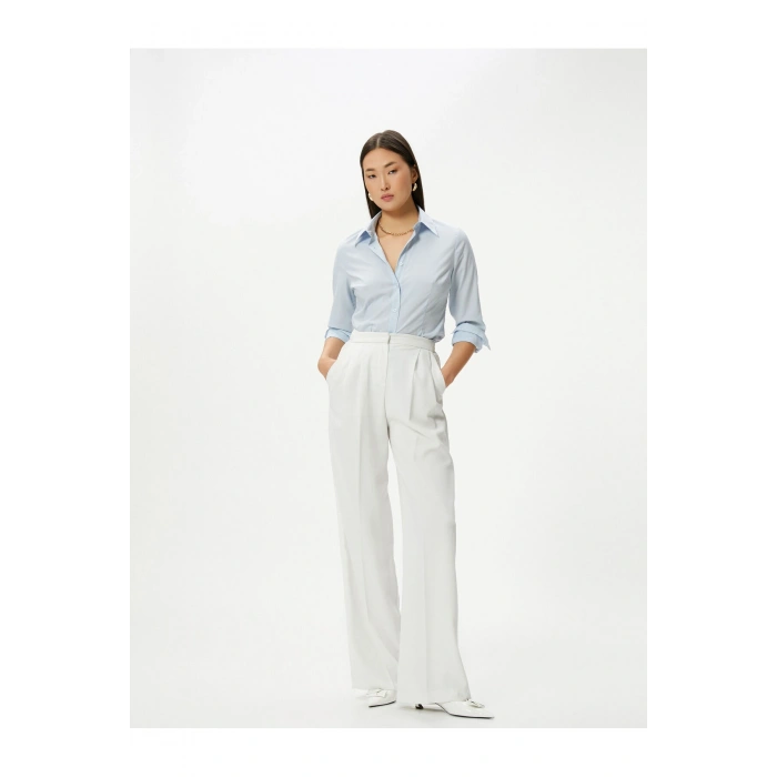 Slim Fit Gömlek Uzun Kollu Düğmeli Manşet Yaka