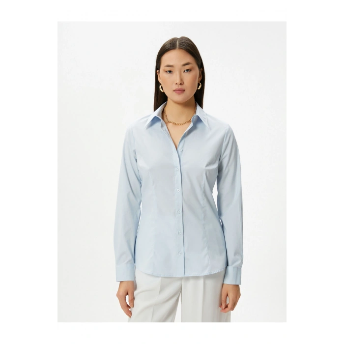 Slim Fit Gömlek Uzun Kollu Düğmeli Manşet Yaka