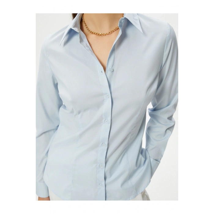 Slim Fit Gömlek Uzun Kollu Düğmeli Manşet Yaka