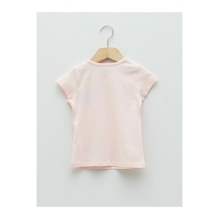 Bisiklet Yaka Kısa Kollu Baskılı Kız Bebek Tişört