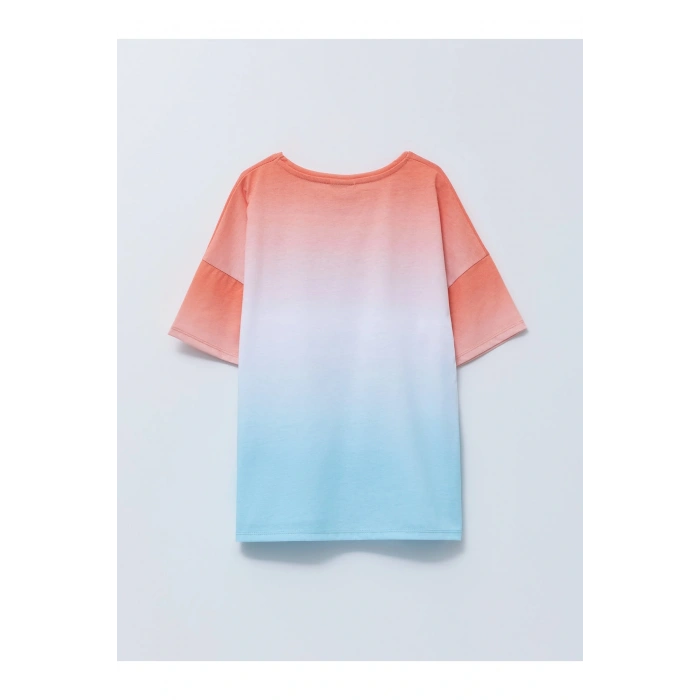 Bisiklet Yaka Baskılı Kısa Kollu Kız Çocuk Tişört