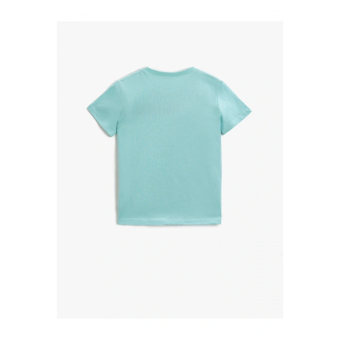 Slogan Baskılı Kısa Kollu Tişört Pamuklu