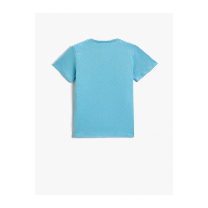 Slogan Baskılı Kısa Kollu Tişört Pamuklu