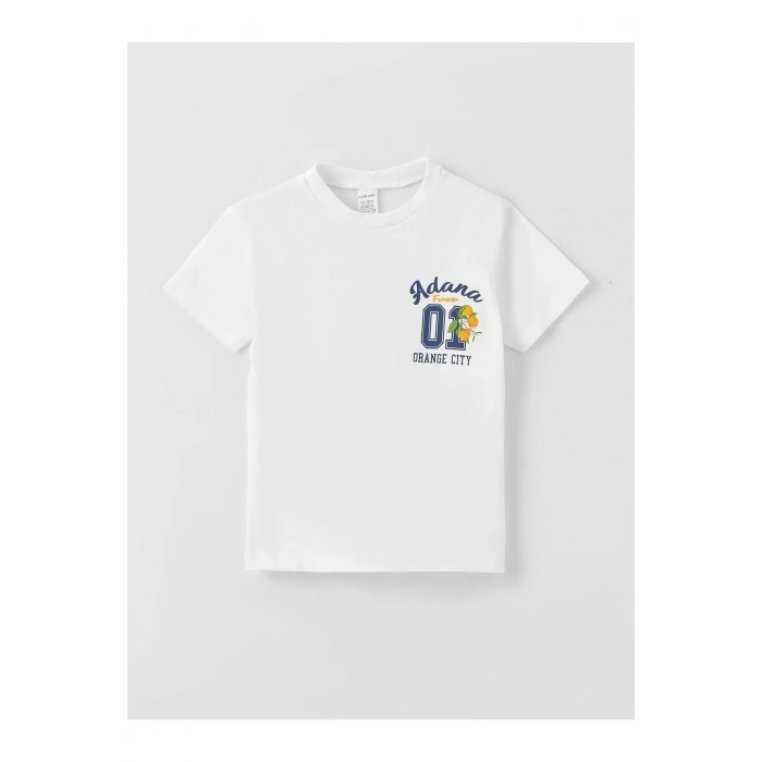 Bisiklet Yaka Kısa Kollu Baskılı Erkek Bebek Tişört