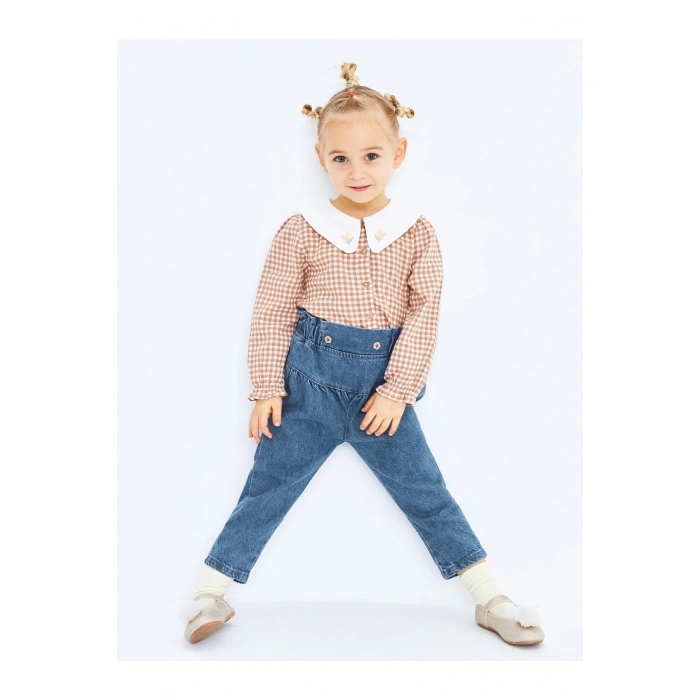 Beli Lastikli Basic Kız Bebek Jean Pantolon