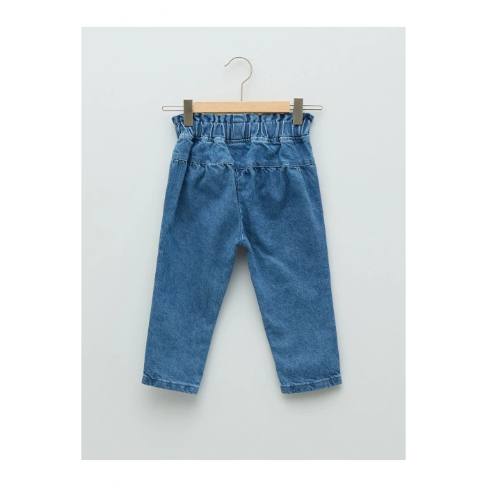 Beli Lastikli Basic Kız Bebek Jean Pantolon