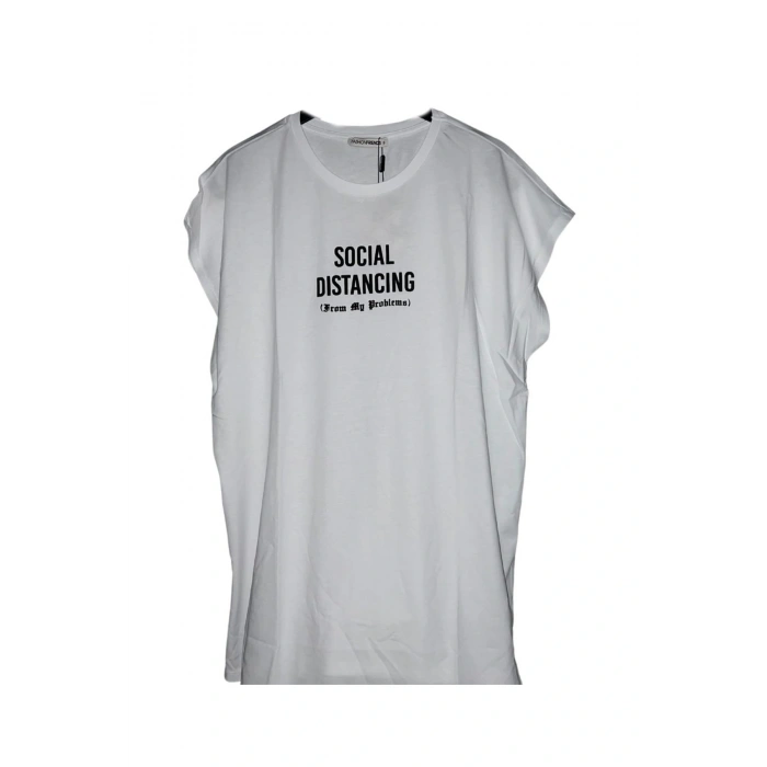 Kadın Yarasa Kol Baskılı Boyfriend Tshirt