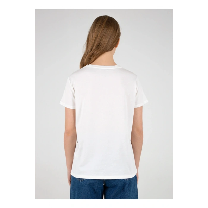 22y0654k1 Bisiklet Yakakısa Kollu Normal Kalıp Baskılı Beyaz Kadın T-shirt