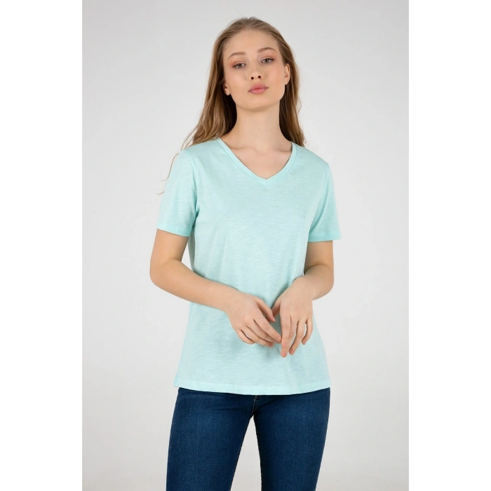Kadın V Yaka Tshirt