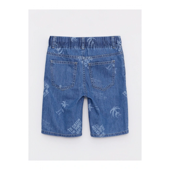 Beli Lastikli Desenli Erkek Çocuk Jean Şort