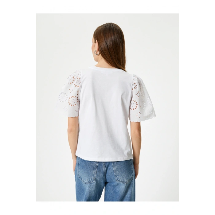 Kolları Fistolu Tişört Kısa Kollu Bisiklet Yaka