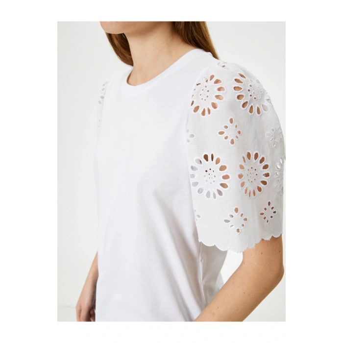 Kolları Fistolu Tişört Kısa Kollu Bisiklet Yaka