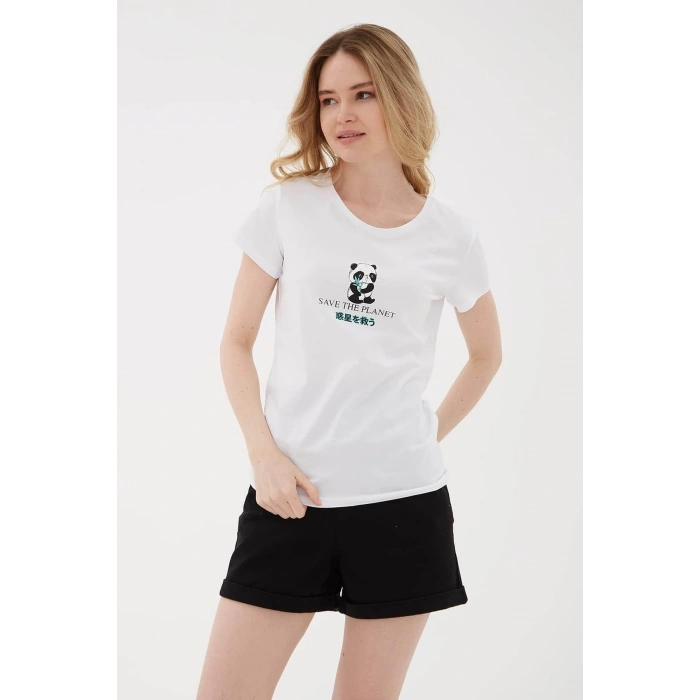 Kadın T-shirt Beyaz 23y0687k1