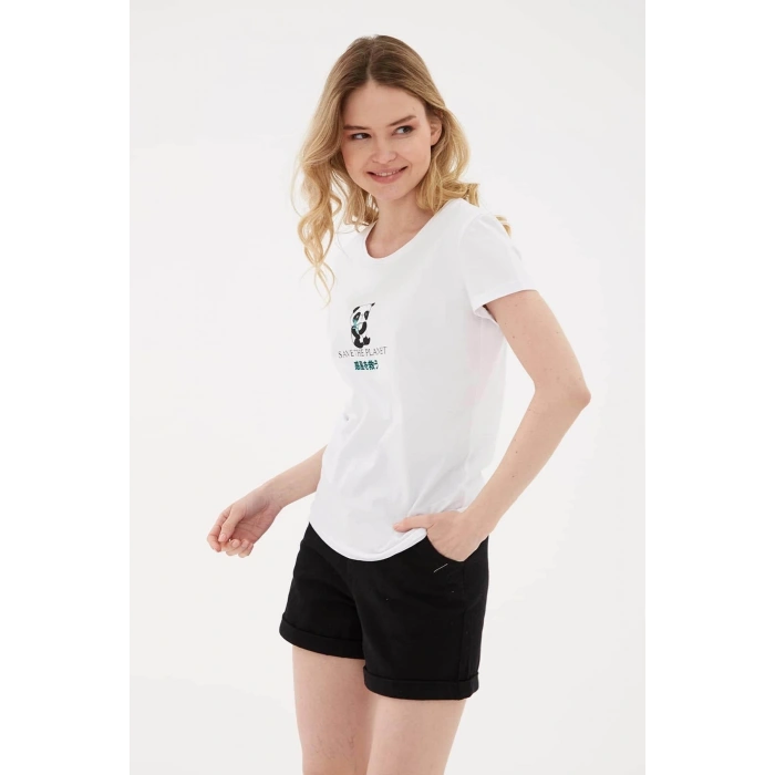 Kadın T-shirt Beyaz 23y0687k1