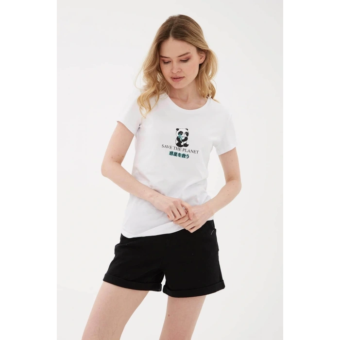 Kadın T-shirt Beyaz 23y0687k1