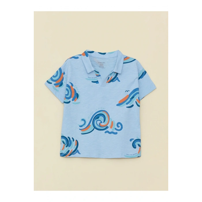 Polo Yaka Kısa Kollu Baskılı Erkek Bebek Tişört Ve Şort 2li Takım