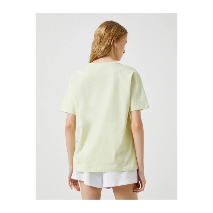 Kolej Baskılı Tişört Kısa Kollu Bisiklet Yaka Pamuklu