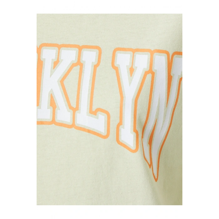 Kolej Baskılı Tişört Kısa Kollu Bisiklet Yaka Pamuklu