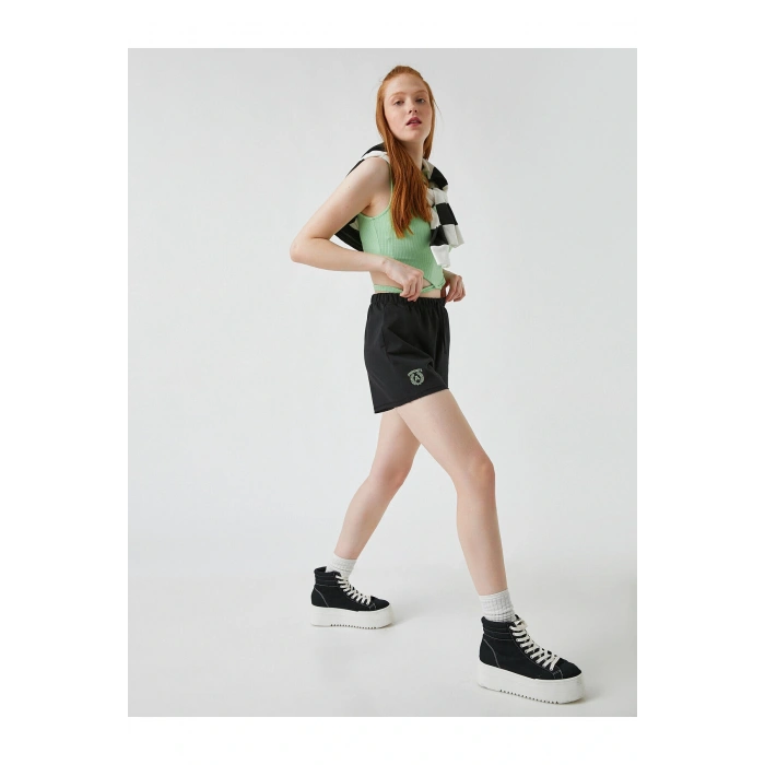 Beli Lastikli Baskılı Şort