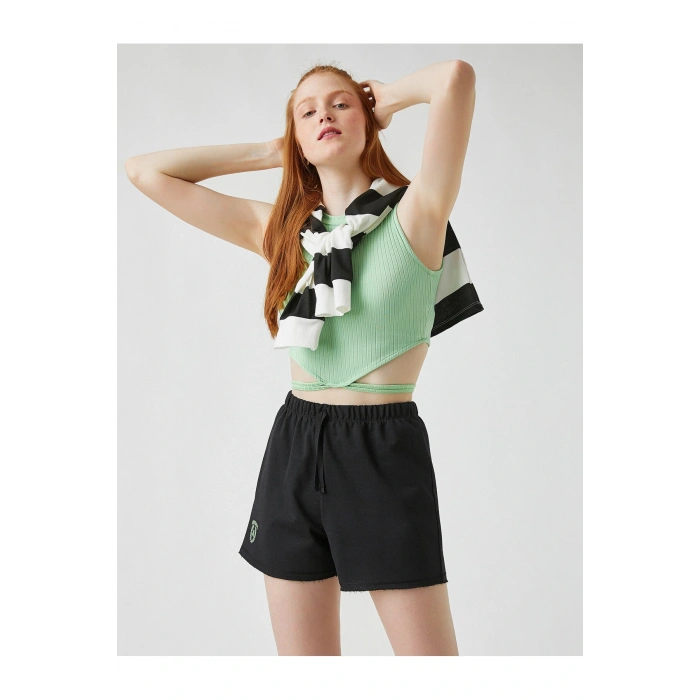 Beli Lastikli Baskılı Şort