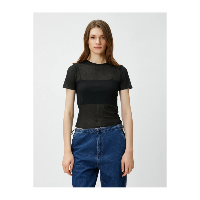 Transparan Tişört Kısa Kollu