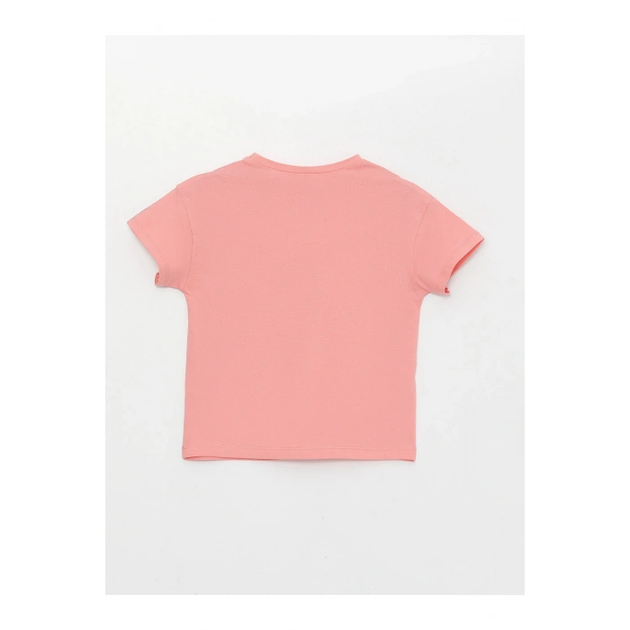 Bisiklet Yaka Kısa Kollu Nostaljik Maymun Baskılı Kız Bebek Tişört