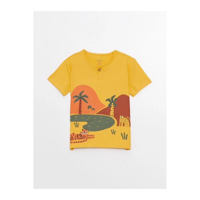 Bisiklet Yaka Kısa Kollu Baskılı Erkek Bebek Tişört