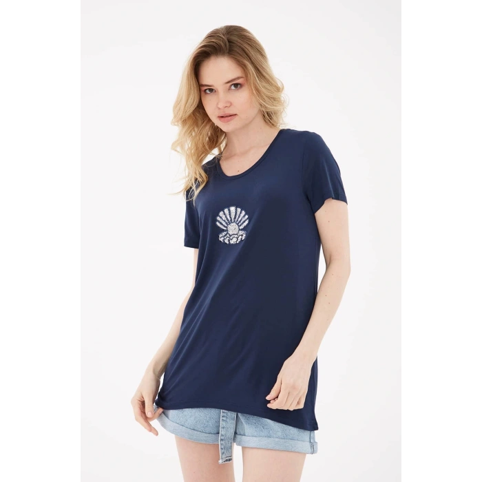 Pulpayetli T-shirt Lacivert / Navy