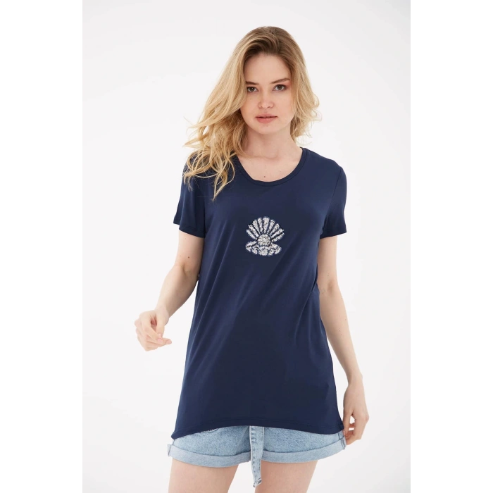 Pulpayetli T-shirt Lacivert / Navy
