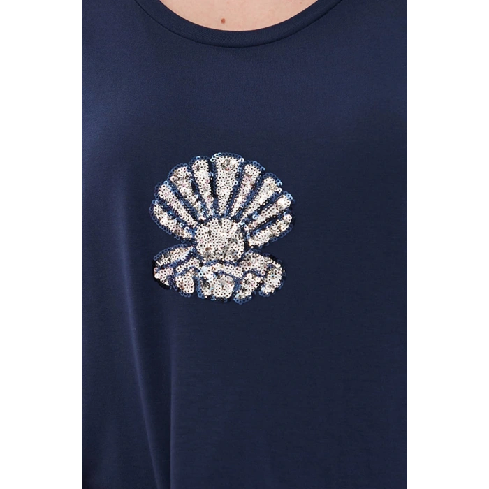 Pulpayetli T-shirt Lacivert / Navy