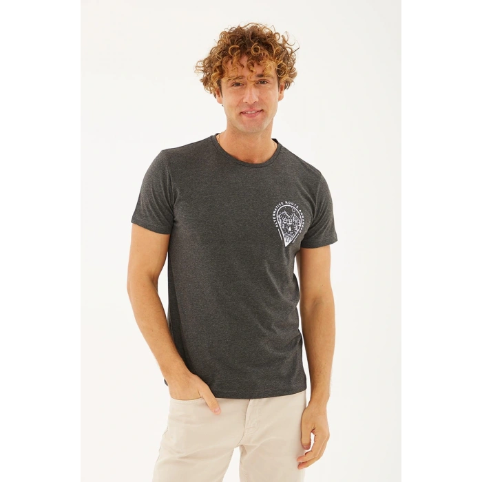 Baskılı T-shirt Antra Melanj / Anthra Melange