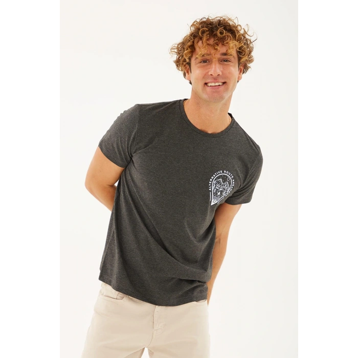 Baskılı T-shirt Antra Melanj / Anthra Melange