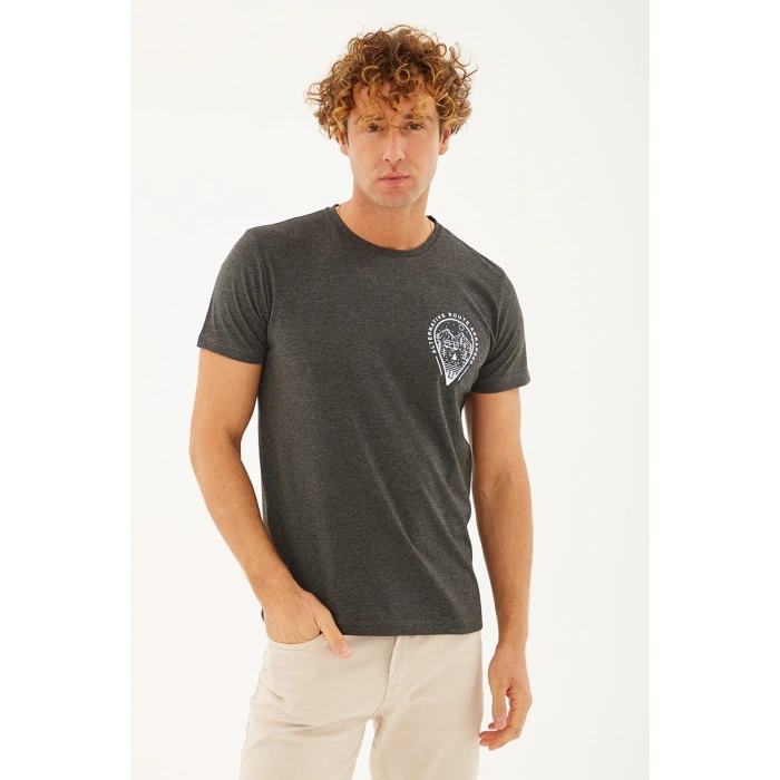 Baskılı T-shirt Antra Melanj / Anthra Melange