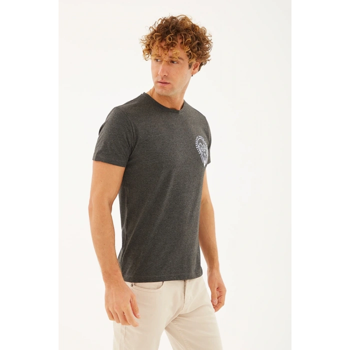 Baskılı T-shirt Antra Melanj / Anthra Melange