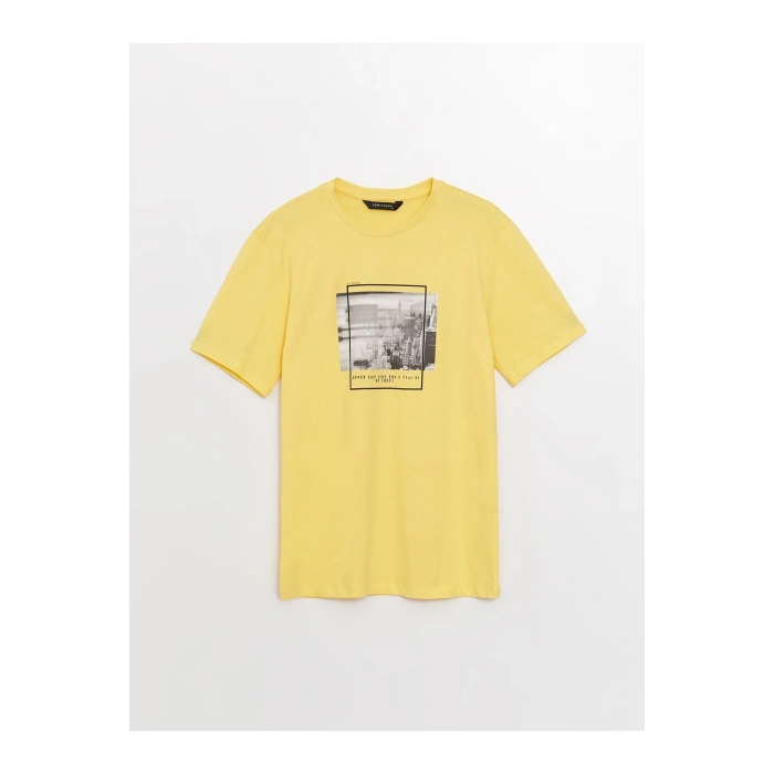 Bisiklet Yaka Kısa Kollu Baskılı Penye Erkek Tişört