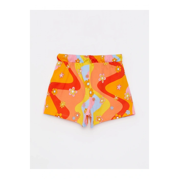 Beli Lastikli Baskılı Kız Çocuk Şort