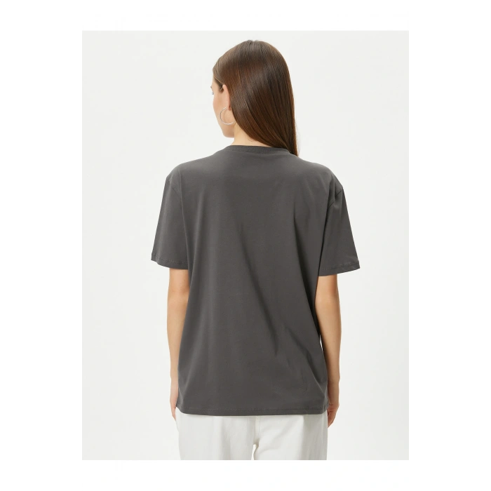 Baskılı Tişört Kısa Kollu Bisiklet Yaka Pamuklu