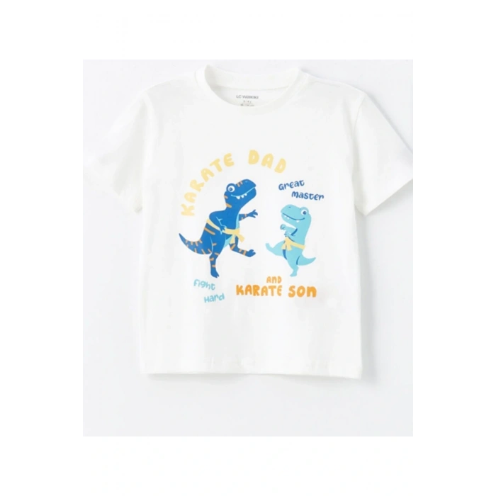 Bisiklet Yaka Baskılı Erkek Bebek Tişört ve Şort 2li Takım