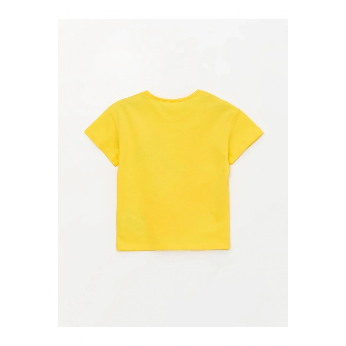 Bisiklet Yaka Baskılı Kısa Kollu Kız Bebek Tişört