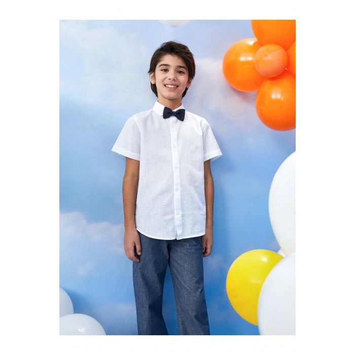 Basic Kısa Kollu Erkek Çocuk Gömlek Ve Papyon