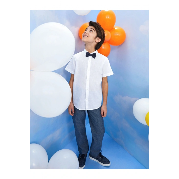 Basic Kısa Kollu Erkek Çocuk Gömlek Ve Papyon