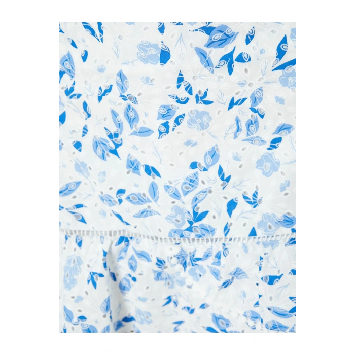 Çiçekli Mini Fisto Etek Volanlı Pamuklu