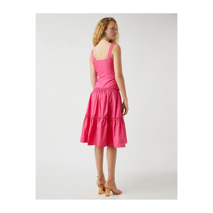 Askılı Fırfırlı Midi Boy Elbise